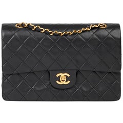 1991 Chanel Black Quilted Lambskin Vintage Medium Classic Double Flap Bag 1991 Chanel Black Quilted Lambskin Vintage Medium Classic Double Flap Bag