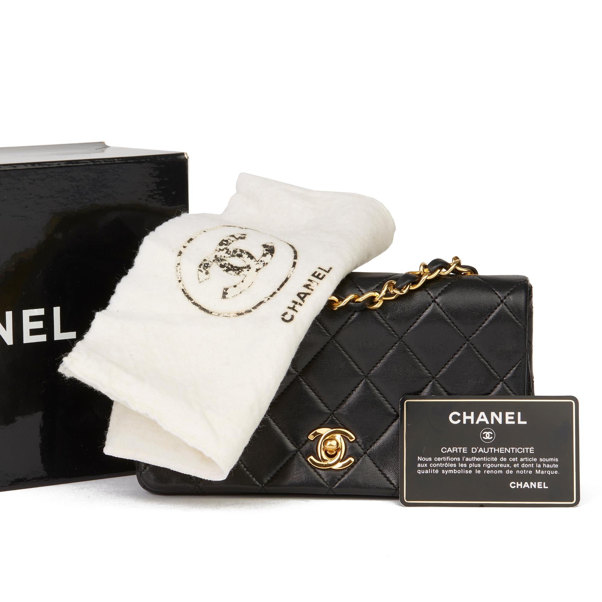 1991 Chanel Black Quilted Lambskin Vintage Mini Flap Bag 7