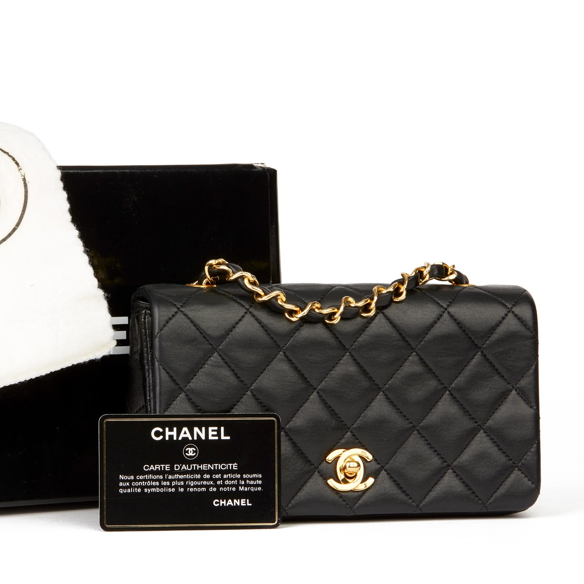 1991 Chanel Black Quilted Lambskin Vintage Mini Flap Bag 7