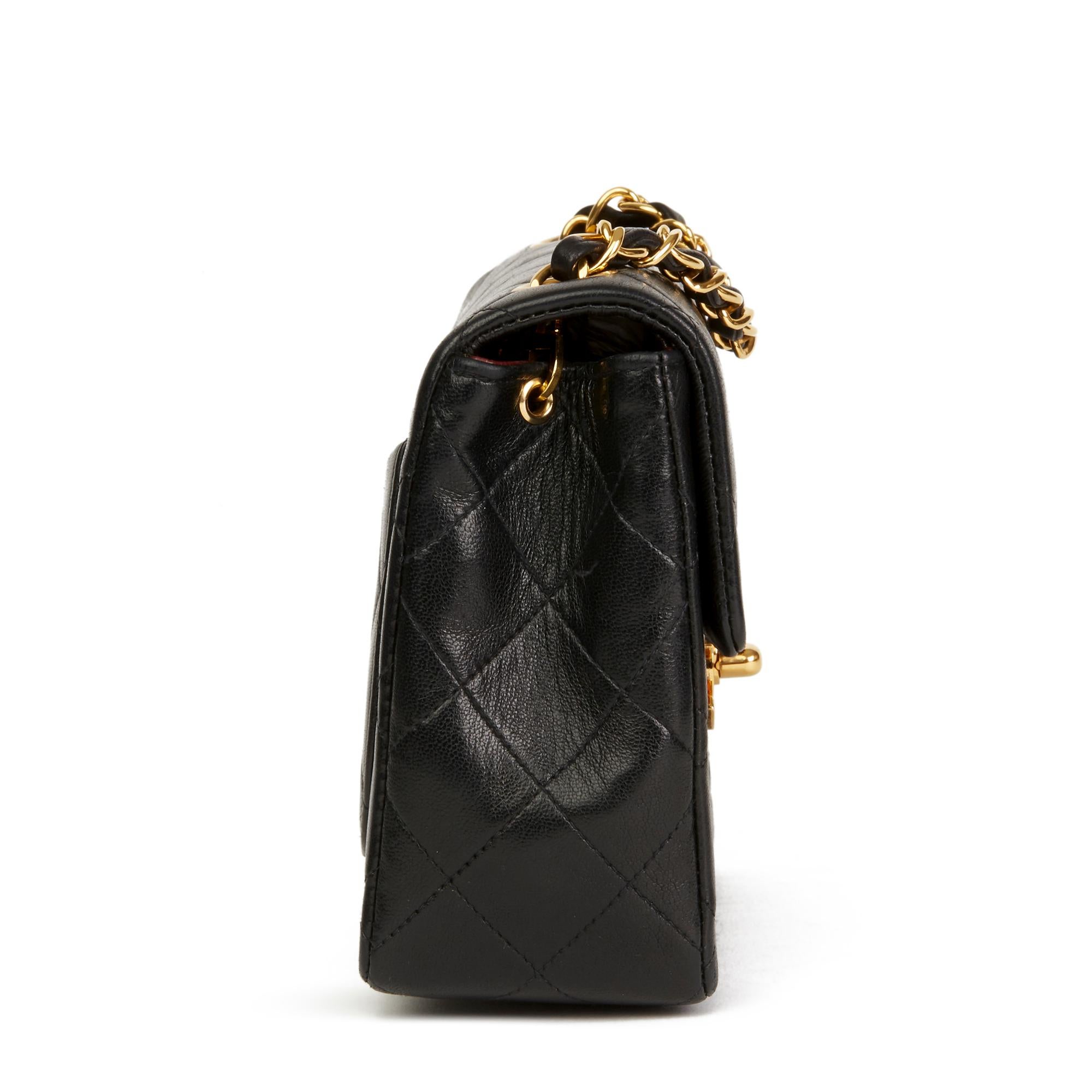 1991 Chanel Black Quilted Lambskin Vintage Mini Flap Bag 8