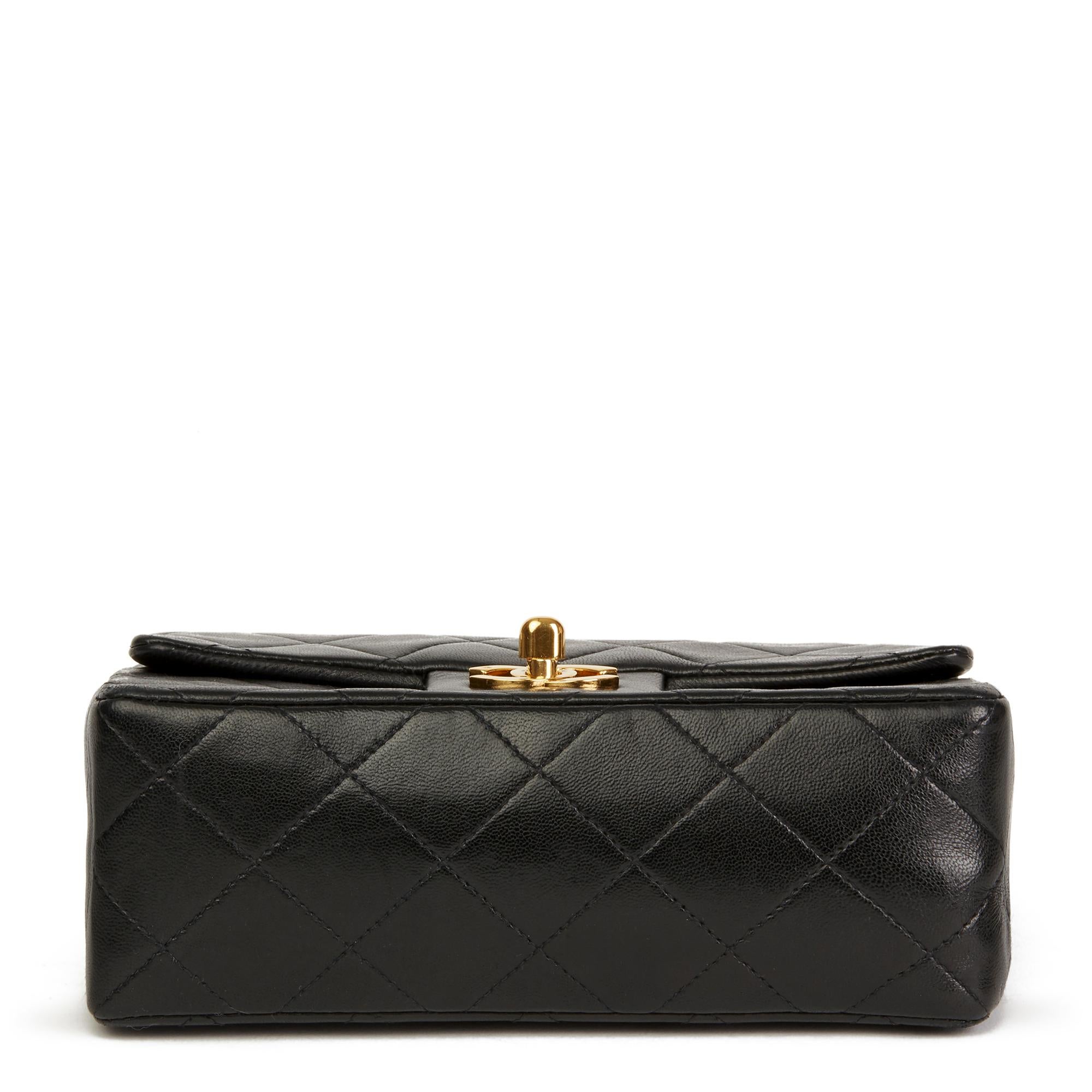 1991 Chanel Black Quilted Lambskin Vintage Mini Flap Bag 11