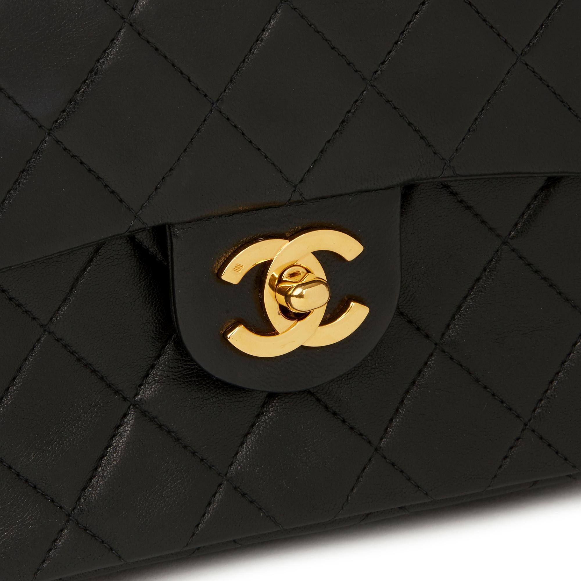1991 Chanel Black Quilted Lambskin Vintage Mini Flap Bag 12