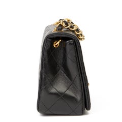 1991 Chanel Black Quilted Lambskin Vintage Mini Flap Bag