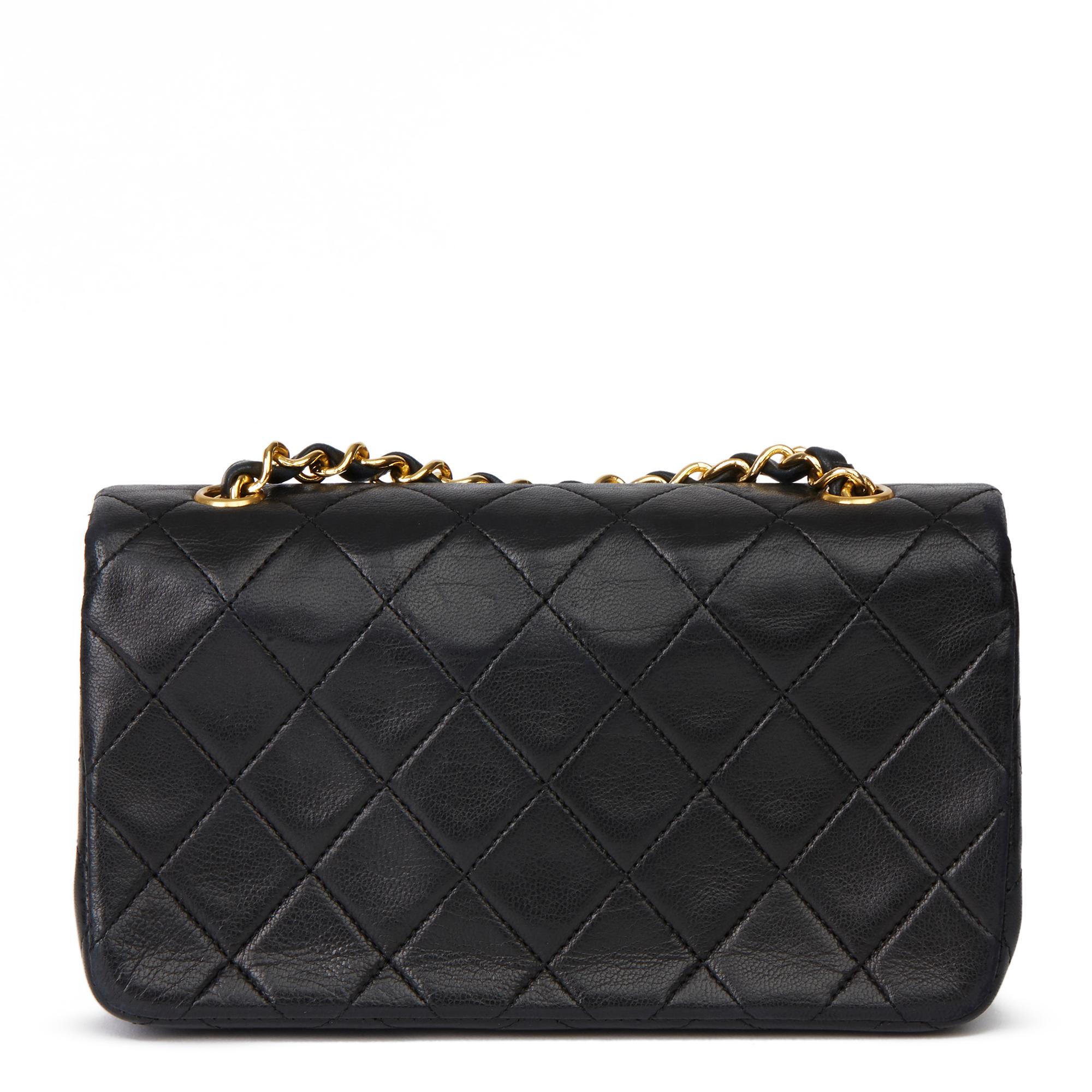 Women's 1991 Chanel Black Quilted Lambskin Vintage Mini Flap Bag 