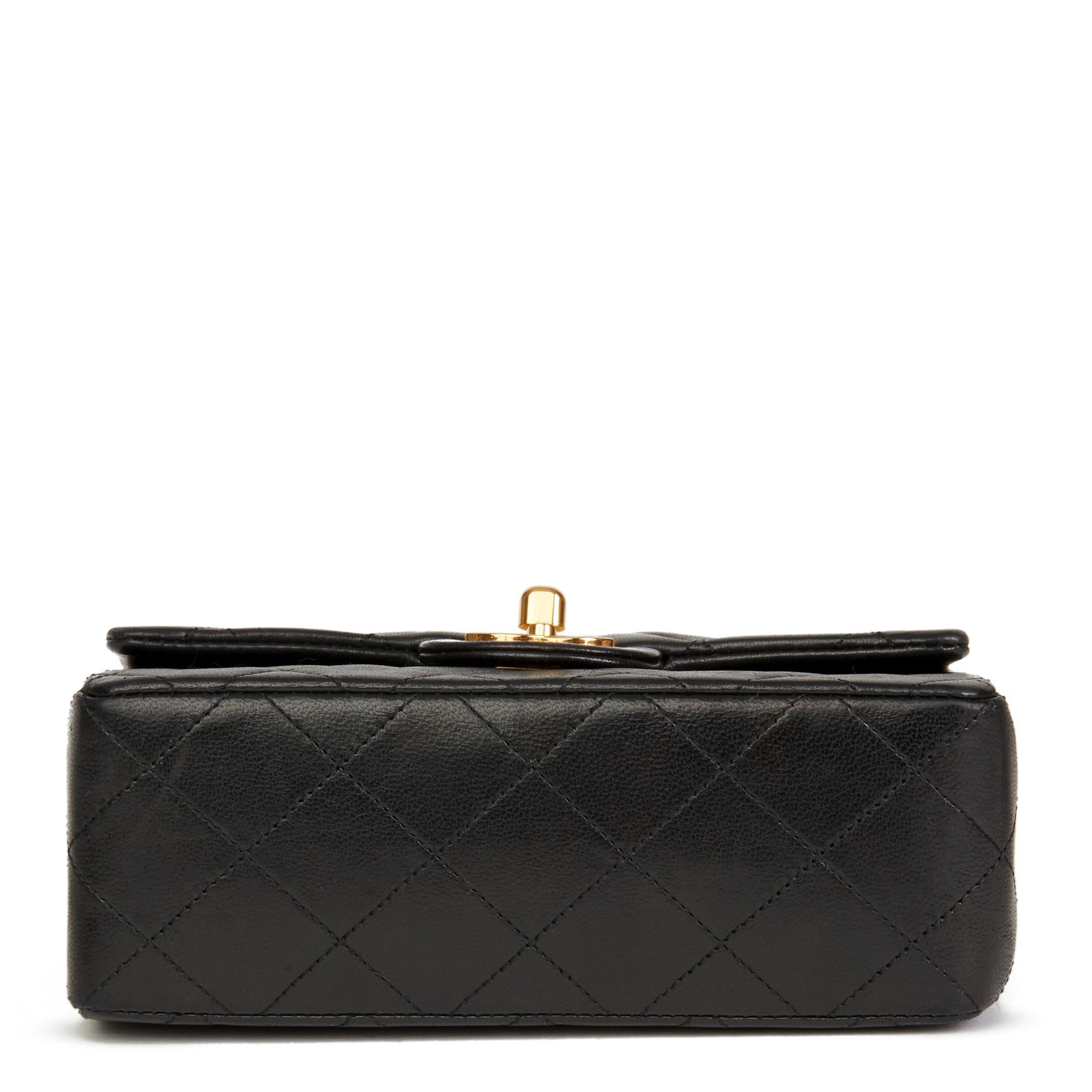 1991 Chanel Black Quilted Lambskin Vintage Mini Flap Bag 1