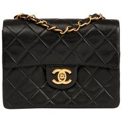 1991 Chanel Black Quilted Lambskin Vintage Mini Flap Bag