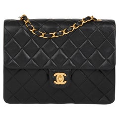 1991 Chanel Black Quilted Lambskin Vintage Mini Flap Bag 1991 Chanel Black Quilted Lambskin Vintage Mini Flap Bag