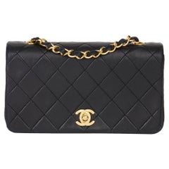 1991 Chanel Black Quilted Lambskin Vintage Mini Flap Bag 