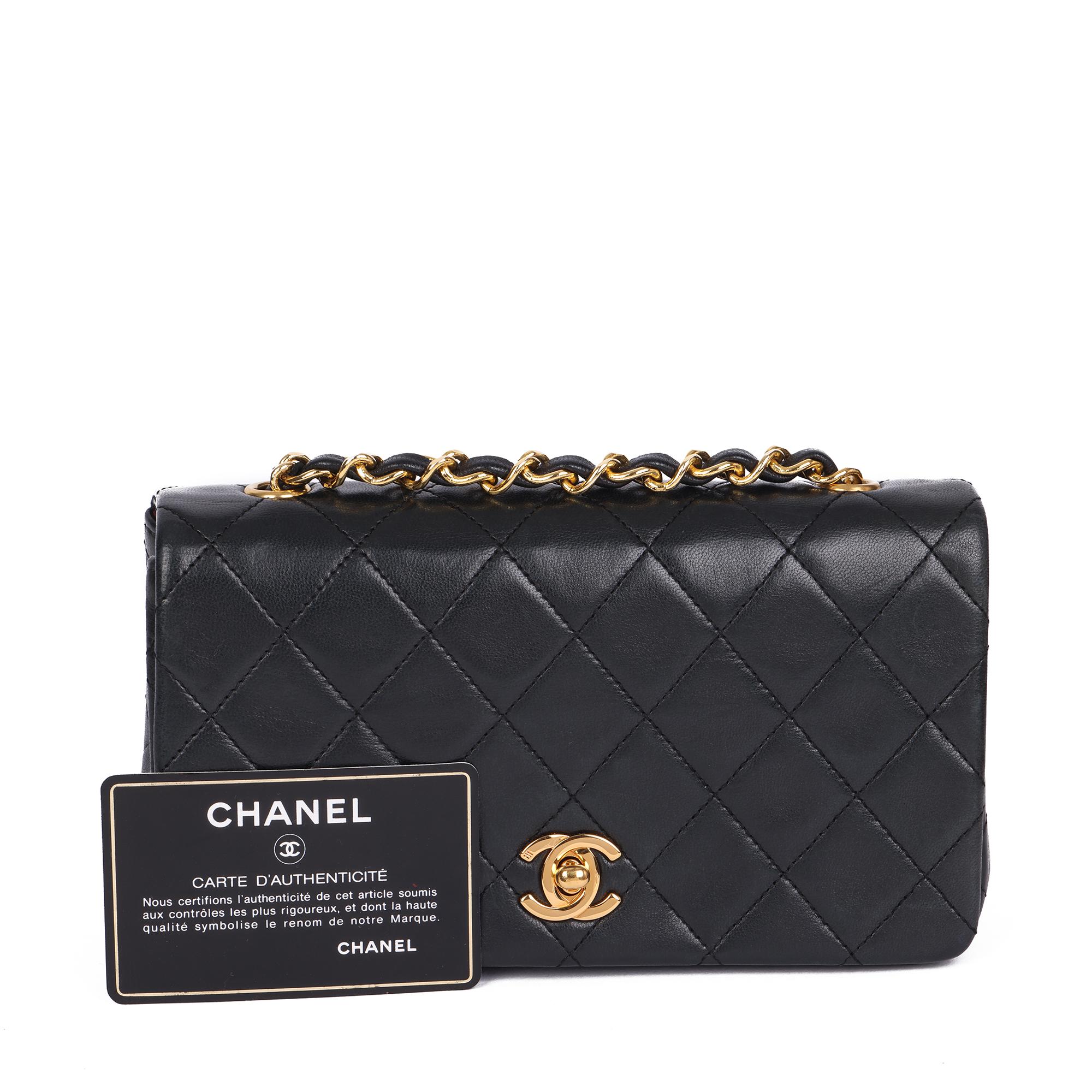 1991 Chanel Black Quilted Lambskin Vintage Mini Full Flap Bag 9