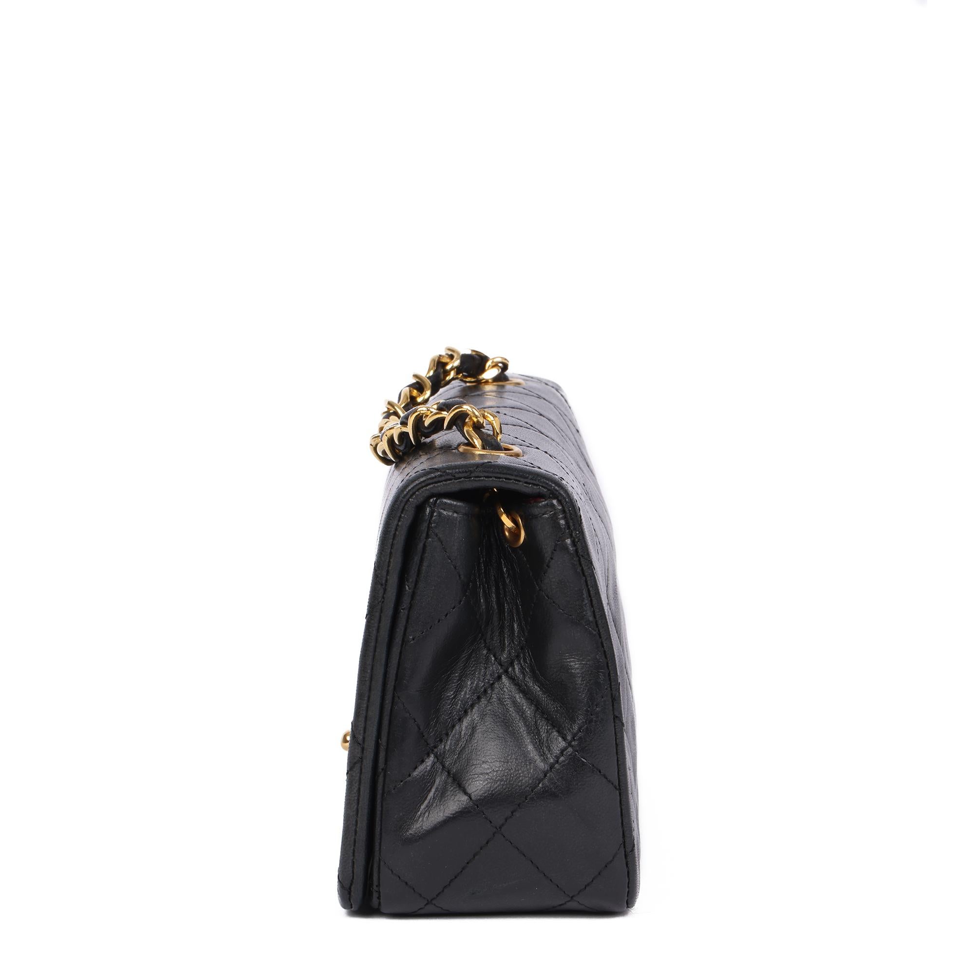 Women's 1991 Chanel Black Quilted Lambskin Vintage Mini Full Flap Bag