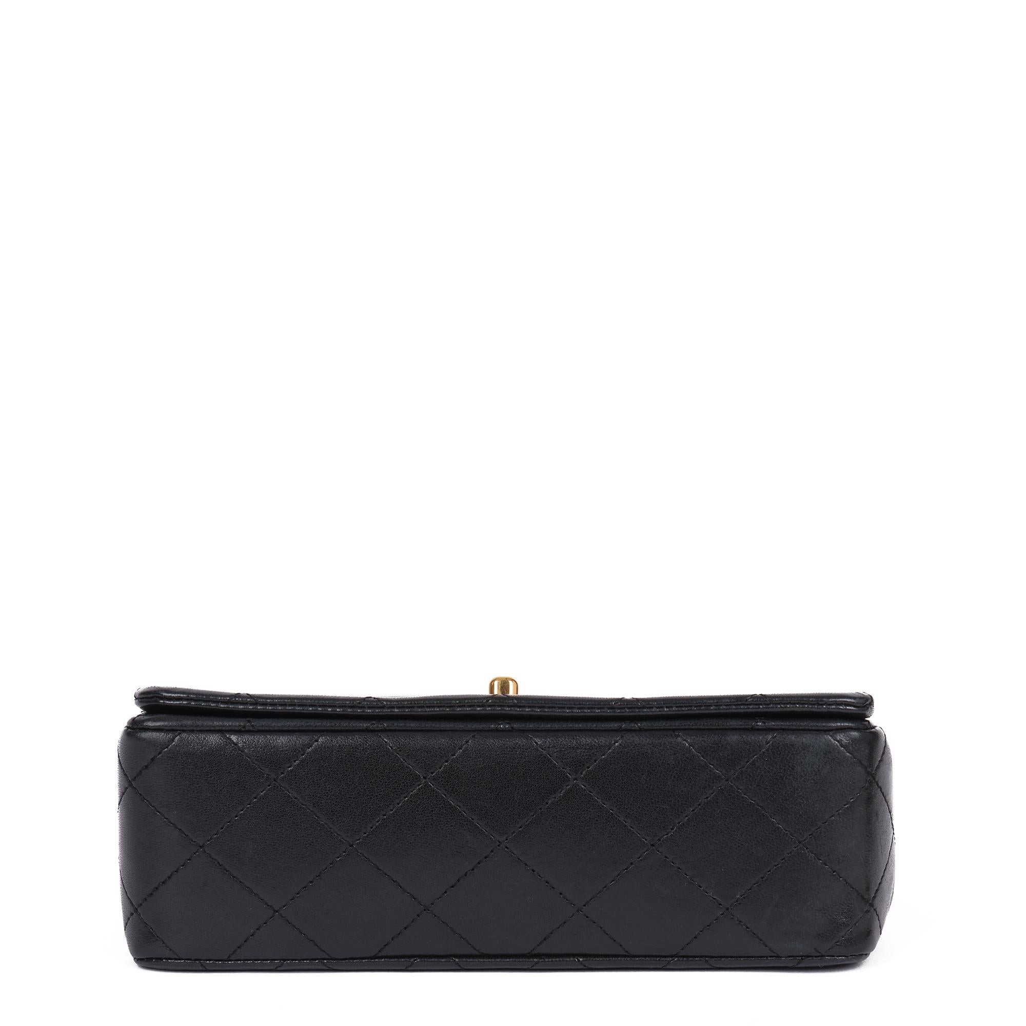 1991 Chanel Black Quilted Lambskin Vintage Mini Full Flap Bag 2