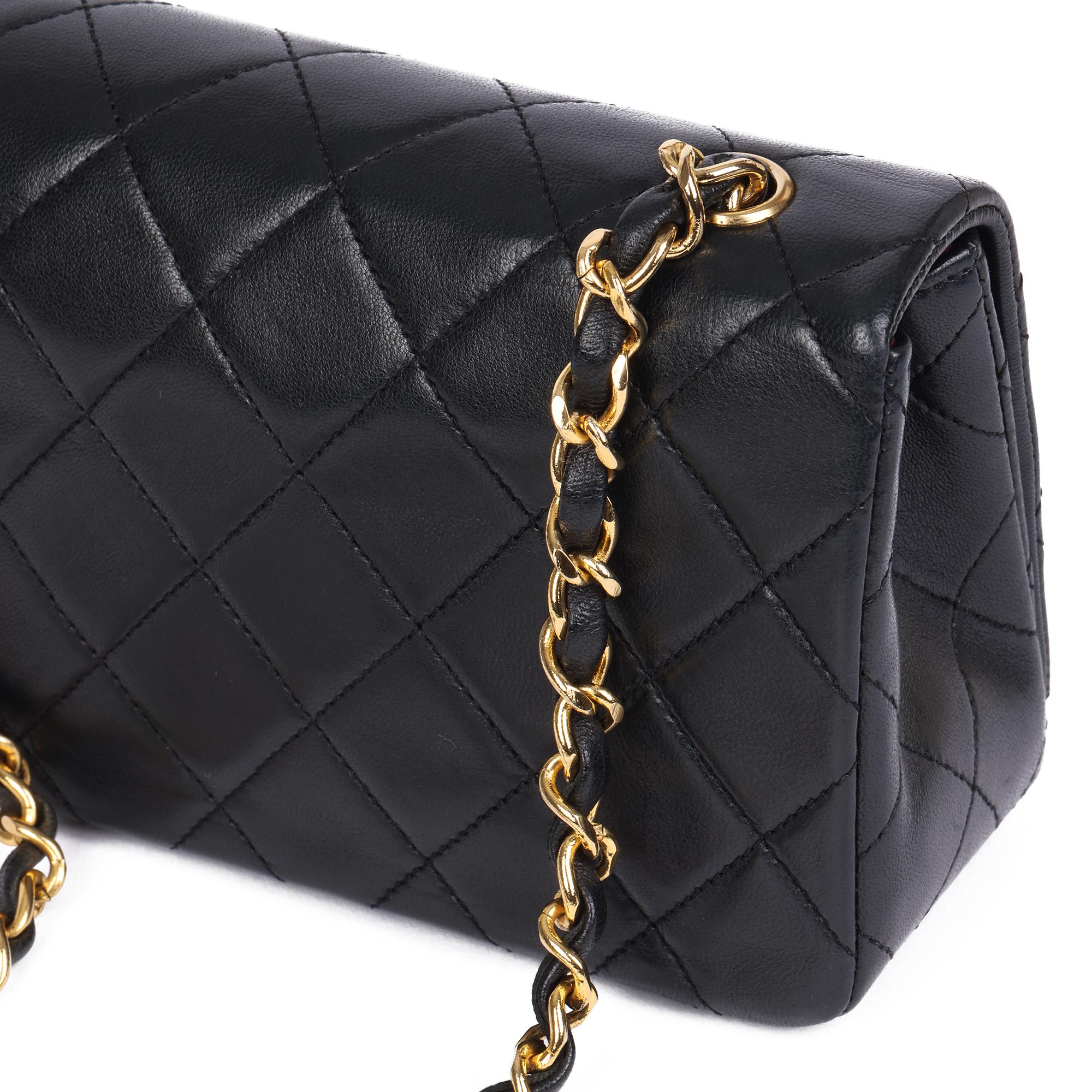 1991 Chanel Black Quilted Lambskin Vintage Mini Full Flap Bag 4