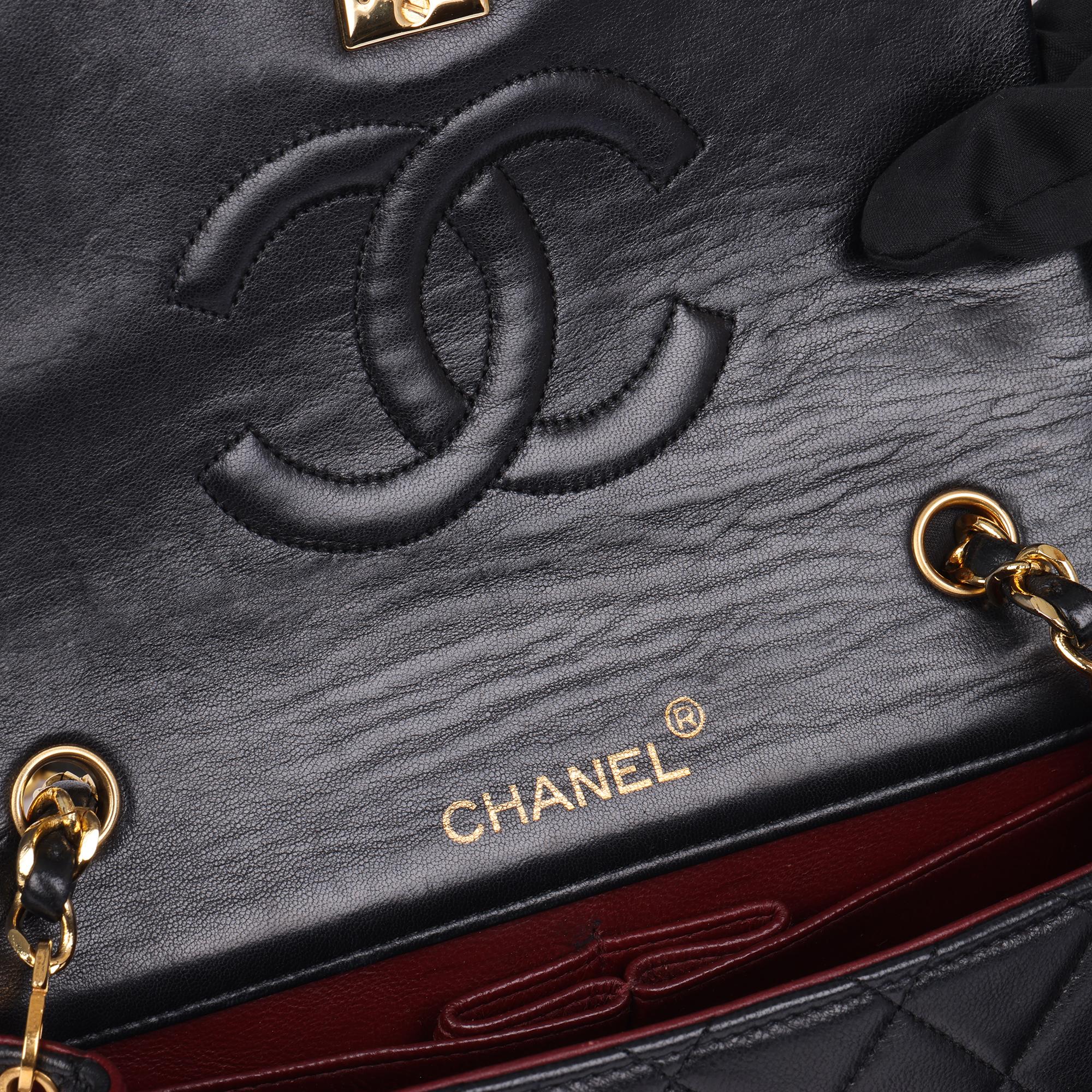 1991 Chanel Black Quilted Lambskin Vintage Mini Full Flap Bag 5