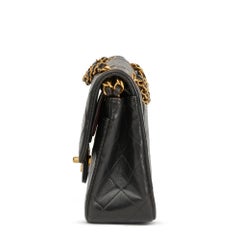 1991 Chanel Black Quilted Lambskin Vintage Small Classic Double Flap Bag