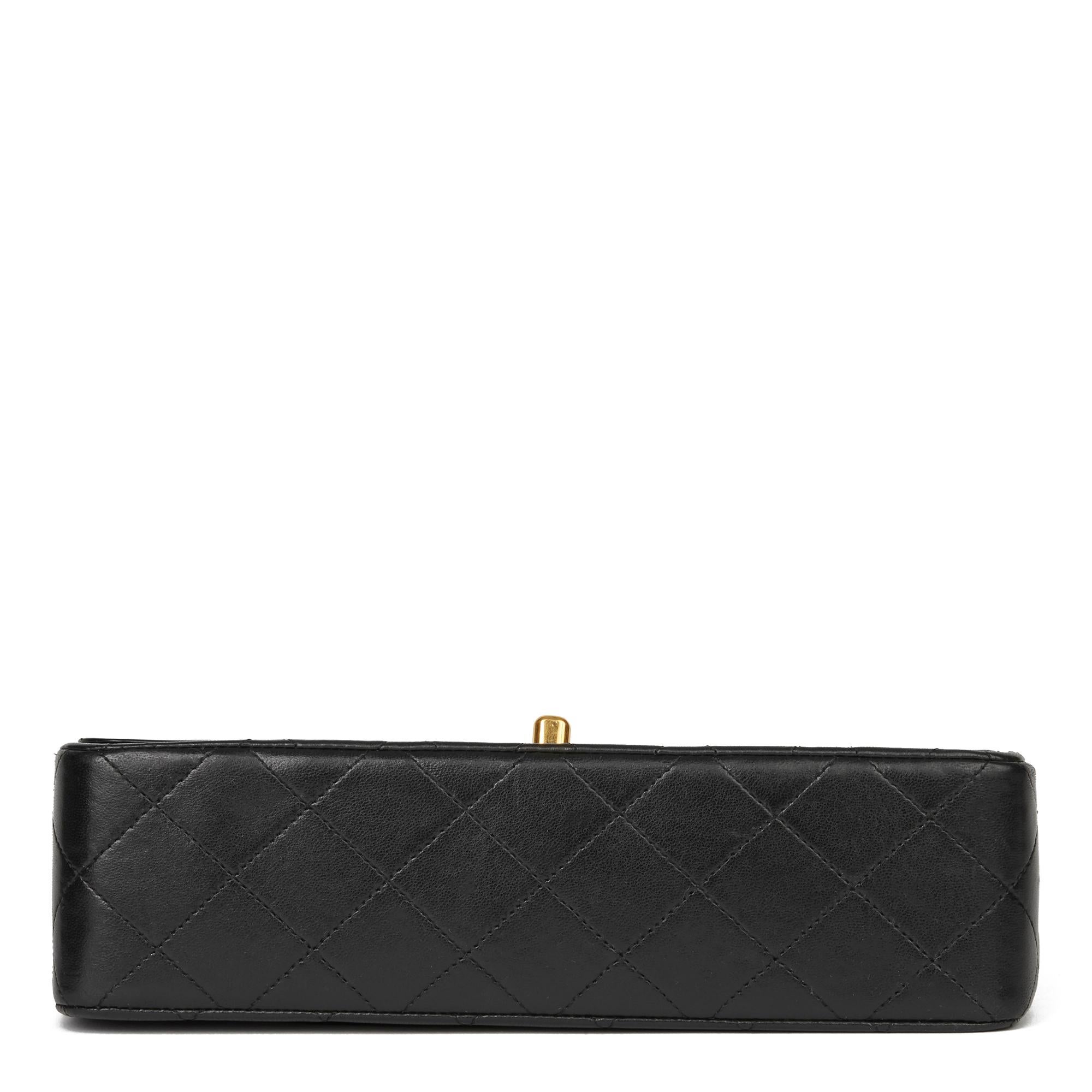 1991 Chanel Black Quilted Lambskin Vintage Small Classic Double Flap Bag 1