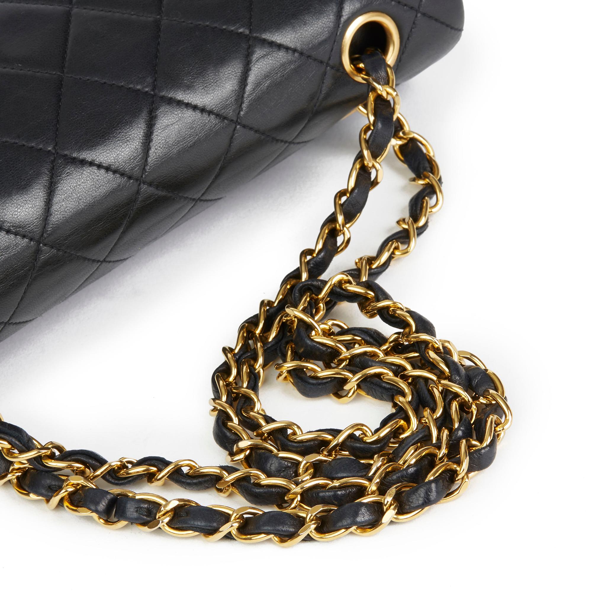 1991 Chanel Black Quilted Lambskin Vintage Small Classic Double Flap Bag 4