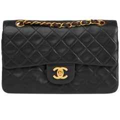 1991 Chanel Black Quilted Lambskin Vintage Small Classic Double Flap Bag