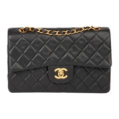 1991 Chanel Black Quilted Lambskin Vintage Small Classic Double Flap