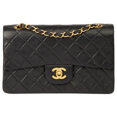 1991 Chanel Black Quilted Lambskin Vintage Small Classic Double Flap