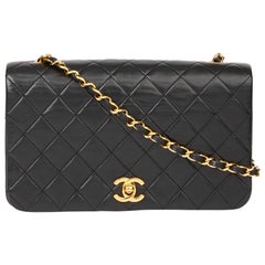 1991 Chanel Black Quilted Lambskin Vintage Small Classic Full Single Flap Bag