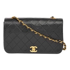 1991 Chanel Black Quilted Lambskin Vintage Small Classic Full Single Flap Bag 1991 Chanel Black Quilted Lambskin Vintage Small Classic Full Single Flap Bag