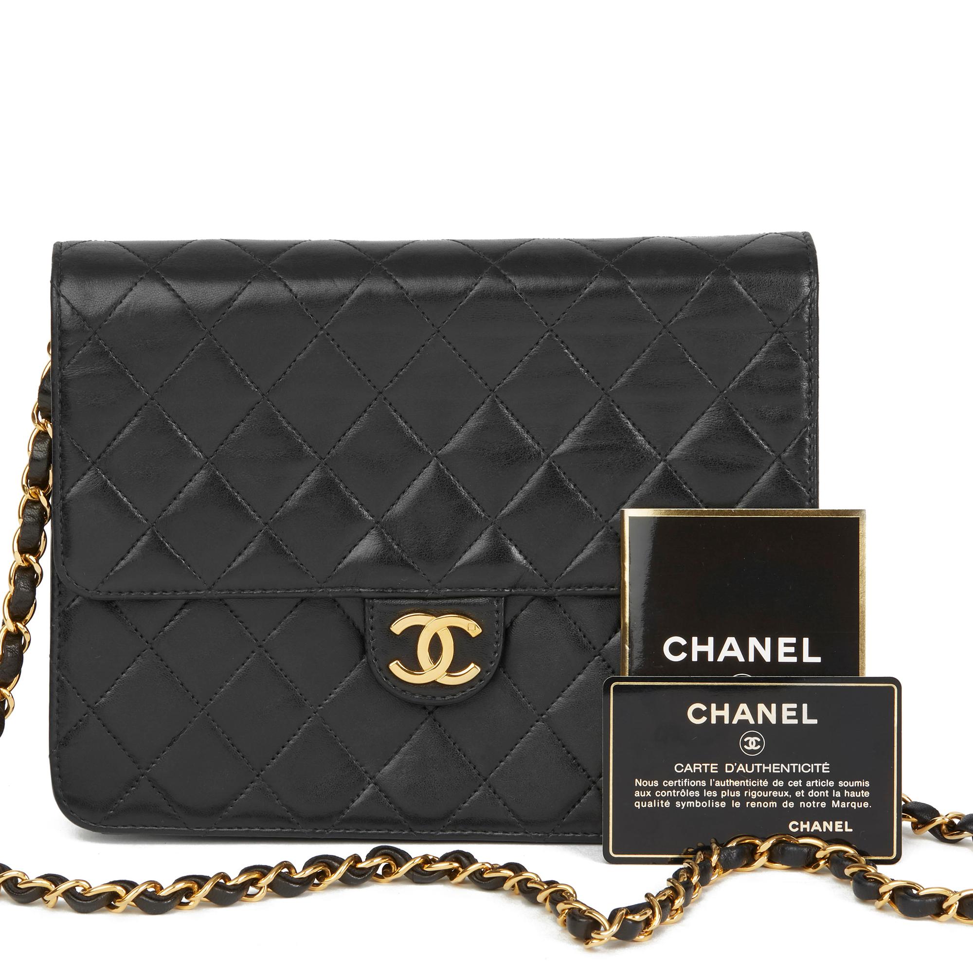 1991 Chanel Black Quilted Lambskin Vintage Small Classic Single Flap Bag 6