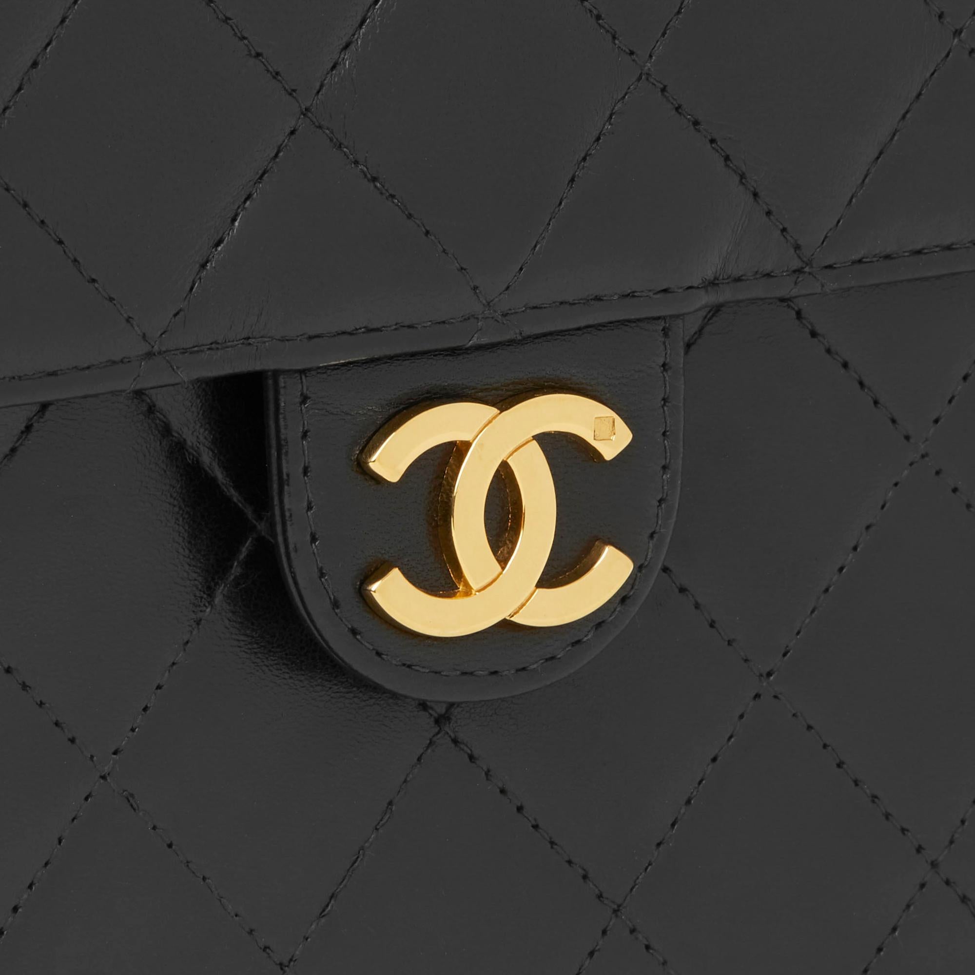 1991 Chanel Black Quilted Lambskin Vintage Small Classic Single Flap Bag 1