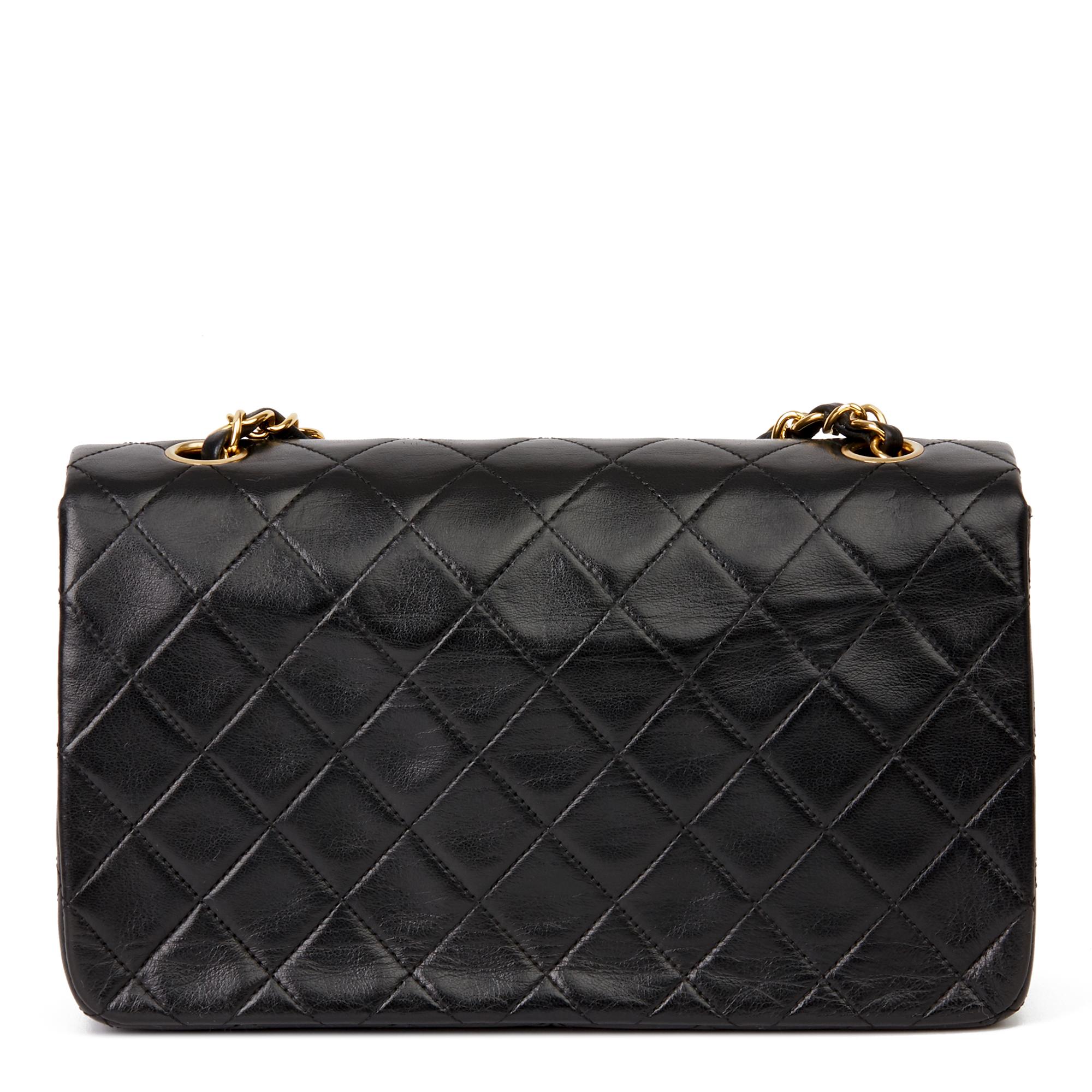 1991 Chanel Black Quilted Lambskin Vintage Small Classic Single Full Flap Bag 1