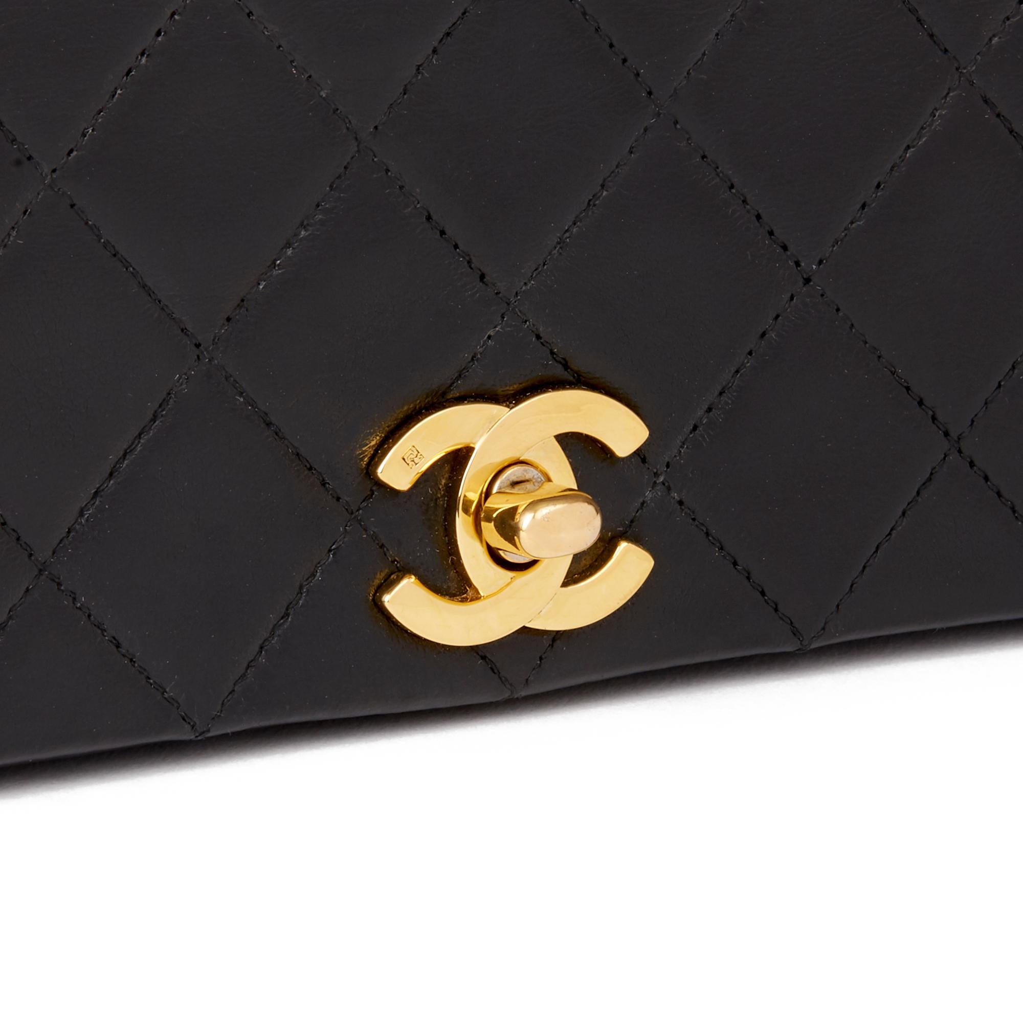 1991 Chanel Black Quilted Lambskin Vintage Small Classic Single Full Flap Bag 3