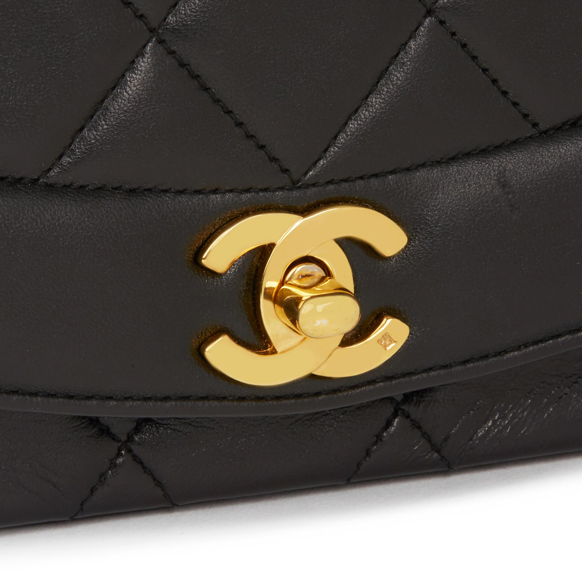 1991 Chanel Black Quilted Lambskin VIntage Small Diana Classic Single Flap  2