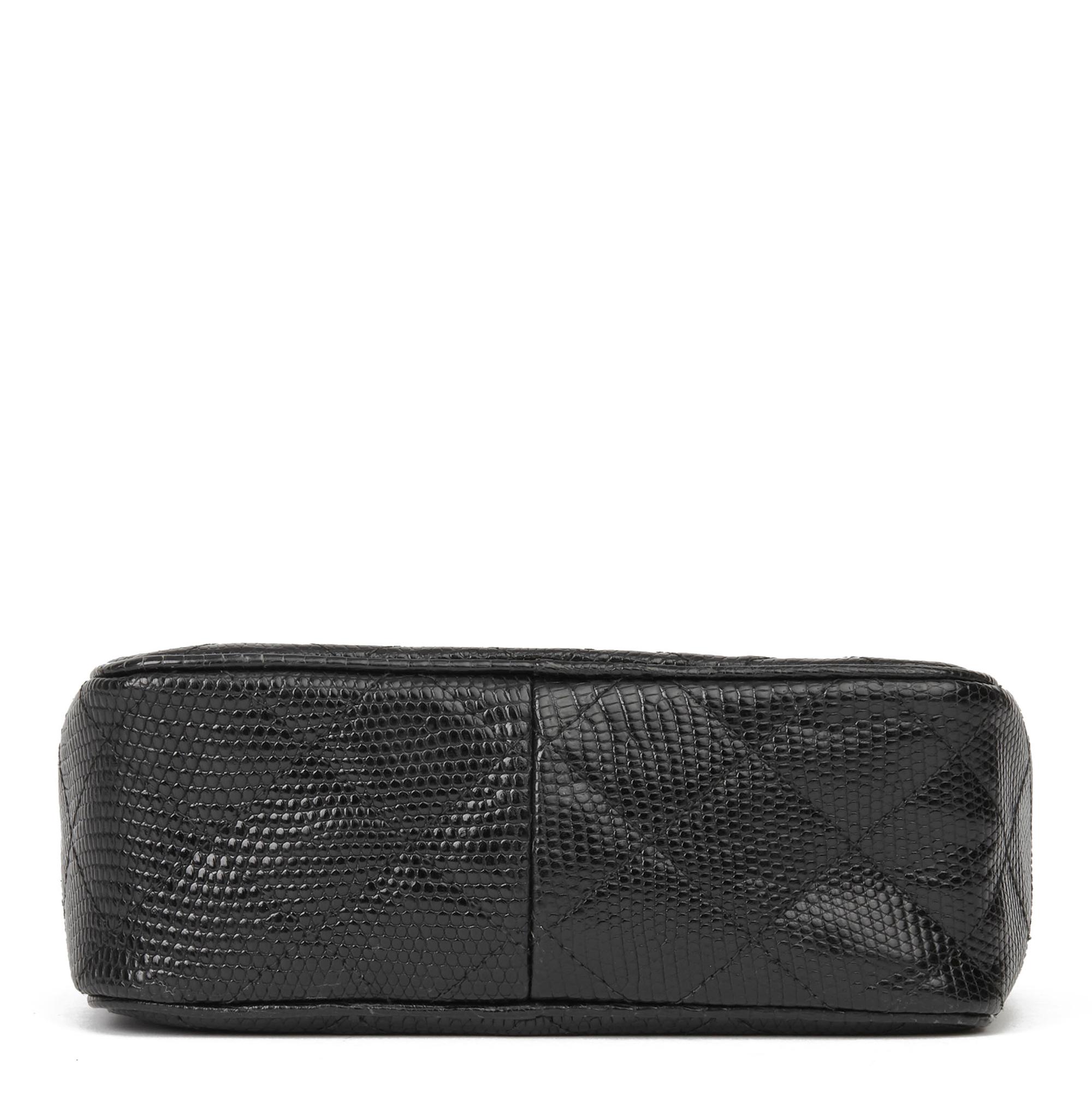 1991 Chanel Black Quilted Lizard Leather Vintage Camera Bag 2