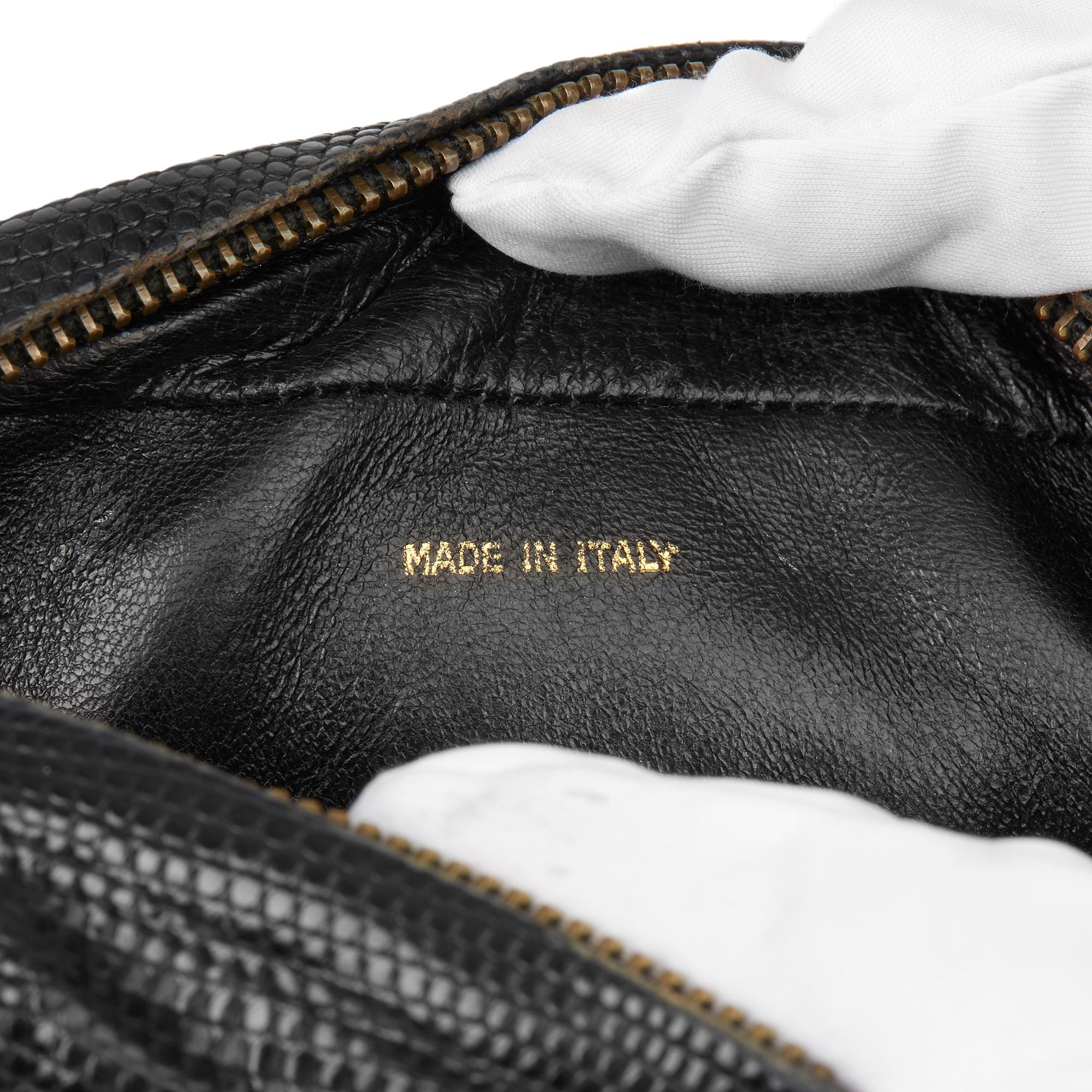 1991 Chanel Black Quilted Lizard Leather Vintage Camera Bag 5