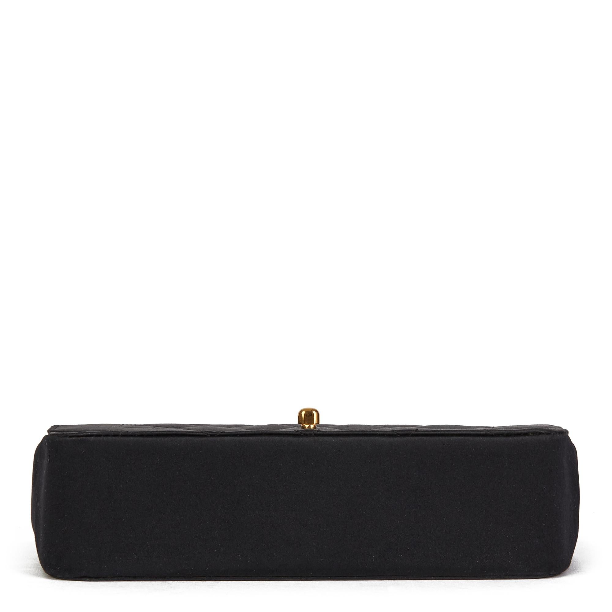 1991 Chanel Black Quilted Satin Vintage Mini Diana Classic Single Flap Bag In Good Condition In Bishop's Stortford, Hertfordshire