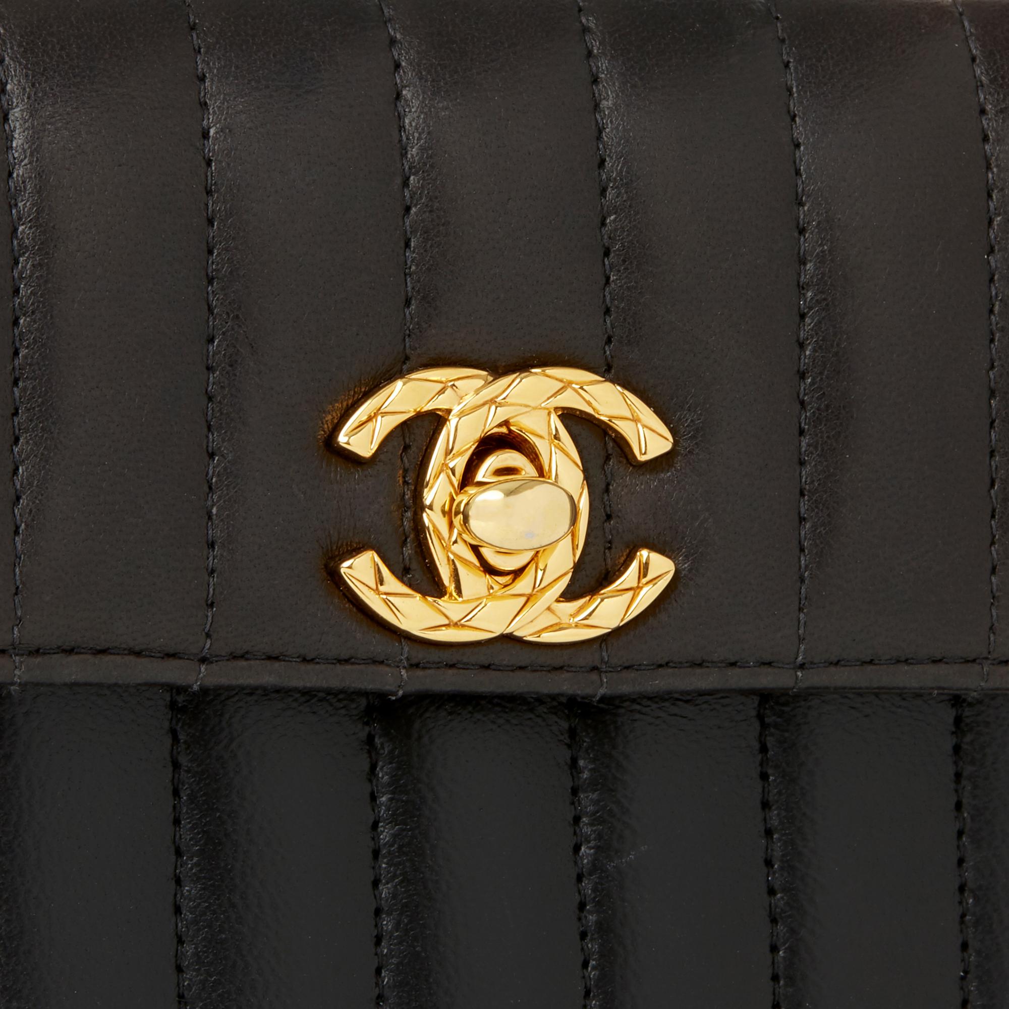 1991 Chanel Black Vertical Quilted Lambskin Vintage Mini Flap Bag 2