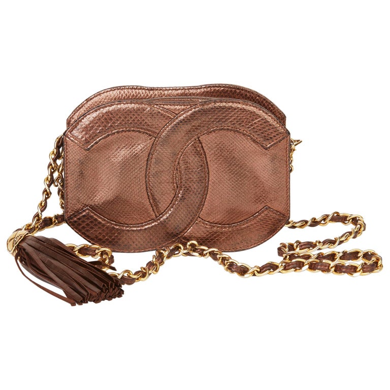 1991 Chanel Bronze Lizard Leather Vintage Mini Classic Tassel Camera Bag at  1stDibs