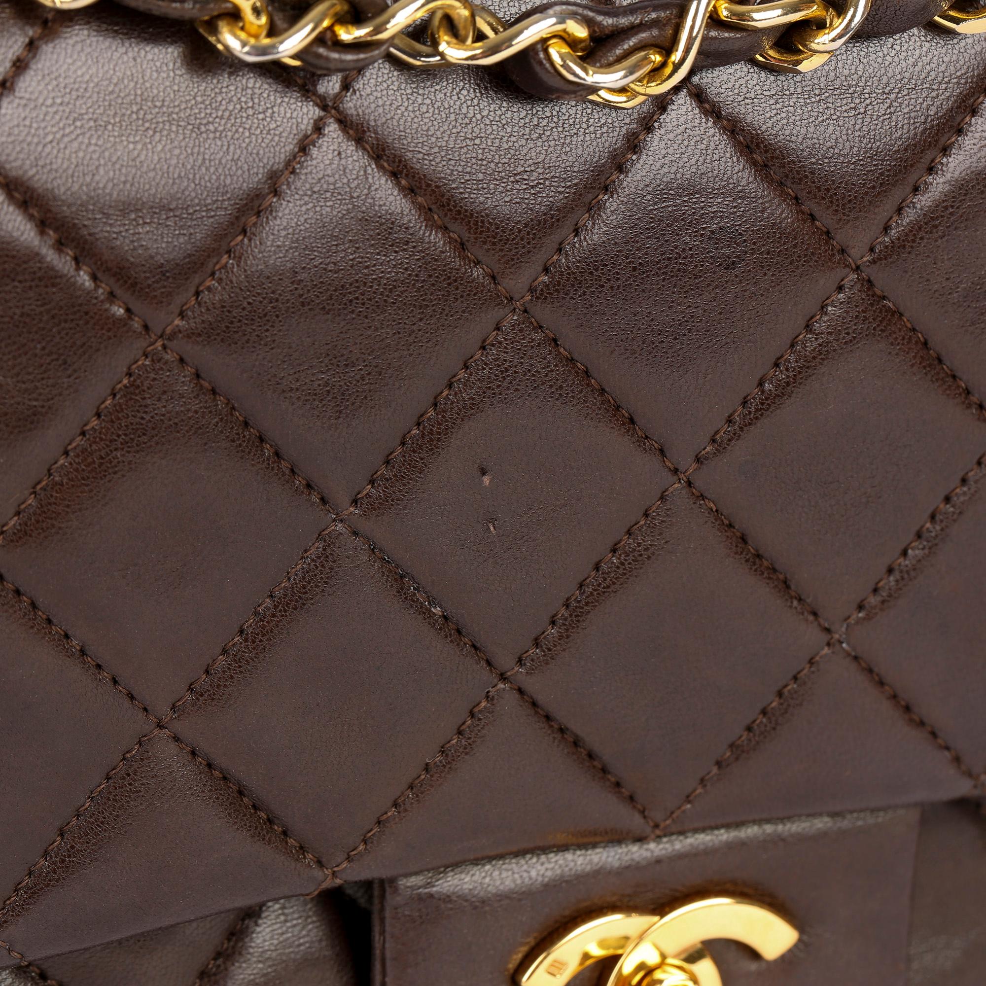 1991 Chanel Brown Quilted Lambskin Vintage Medium Classic Double Flap Bag  7