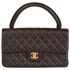 1991 Chanel Chocolate Brown Lambskin Vintage Medium Classic Kelly Flap Bag