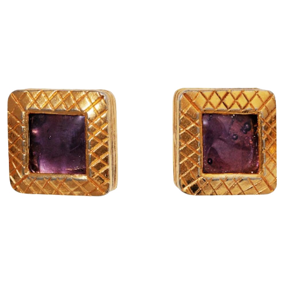 1991 Chanel Documented Purple Gripoix Earrings