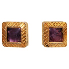 1991 Chanel Documented Purple Gripoix Earrings