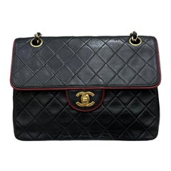 1991 Chanel Flap Vintage Black Leather Shoulder Bag
