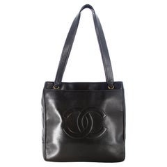 1991 Chanel Handbag Black Lambskin Leather Double C Logo 