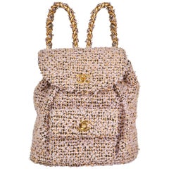 1991 Chanel Lilac Quilted Tweed Fabric Vintage Classic Backpack