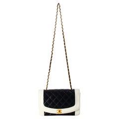 Vintage 1991 Chanel Medium Bag Bicolor Lambskin Diana Flap