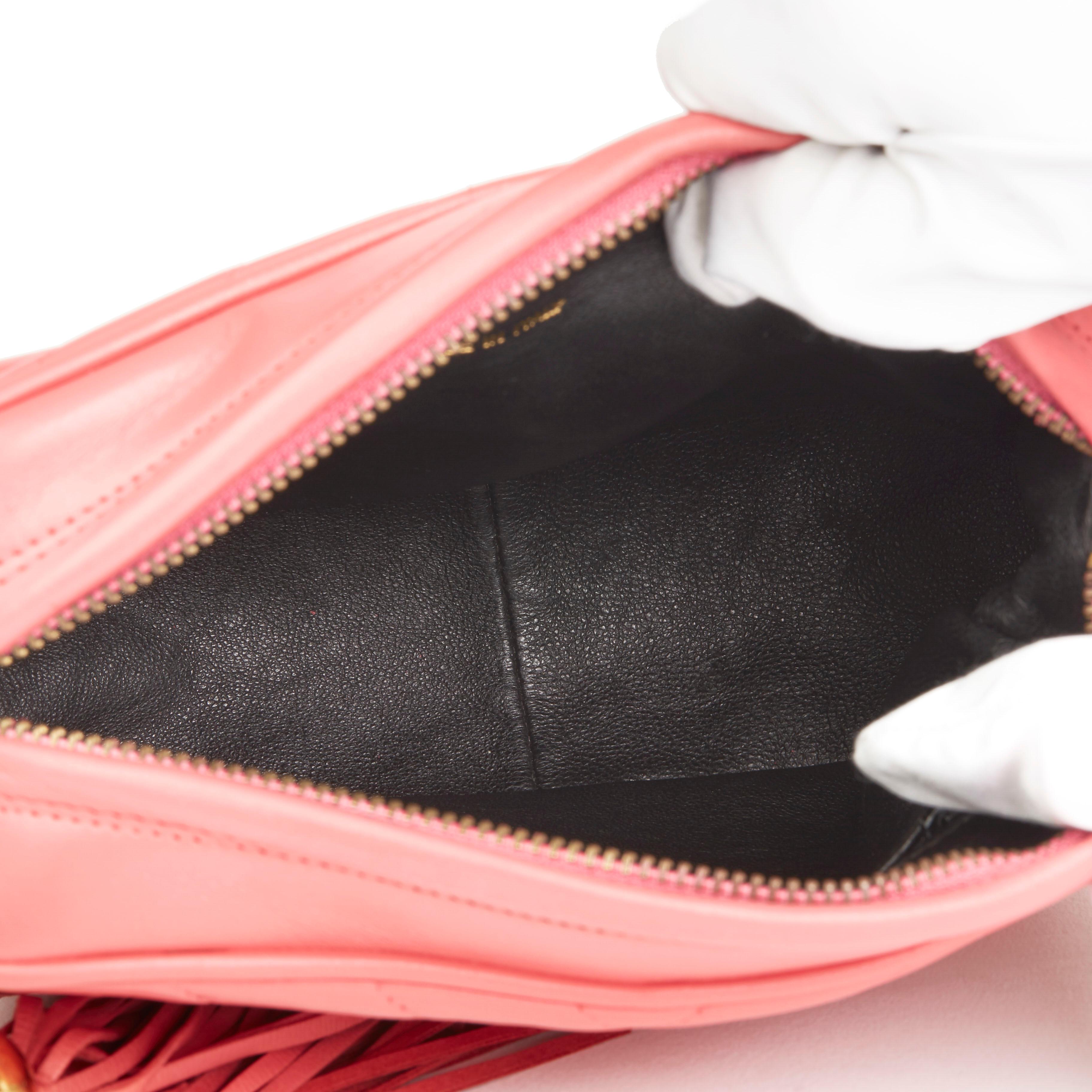 1991 Chanel Pink Chevron Quilted Lambskin Vintage Timeless Camera Bag 3