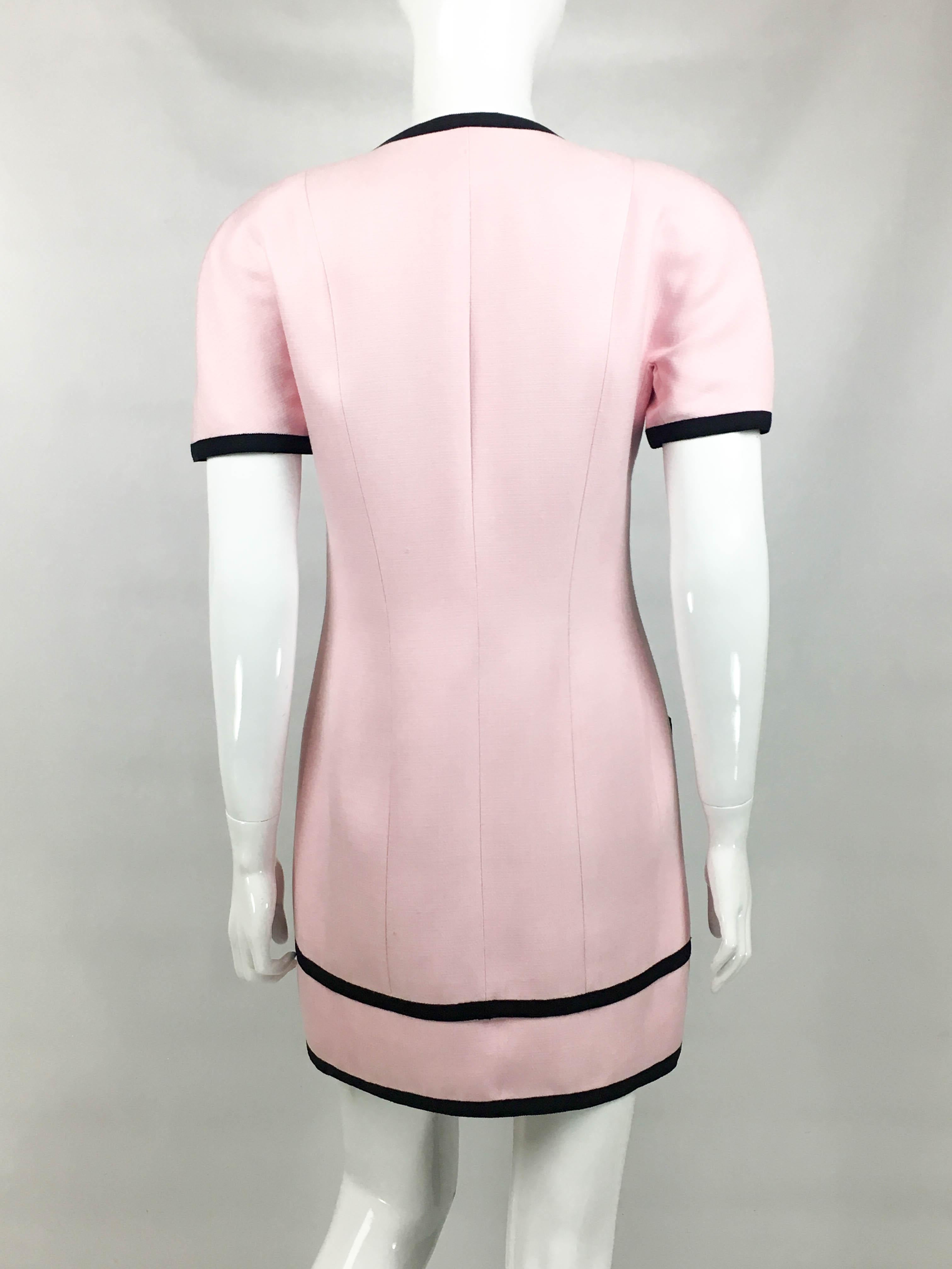 1991 Chanel Pink Short Dress With Logo Buttons 5