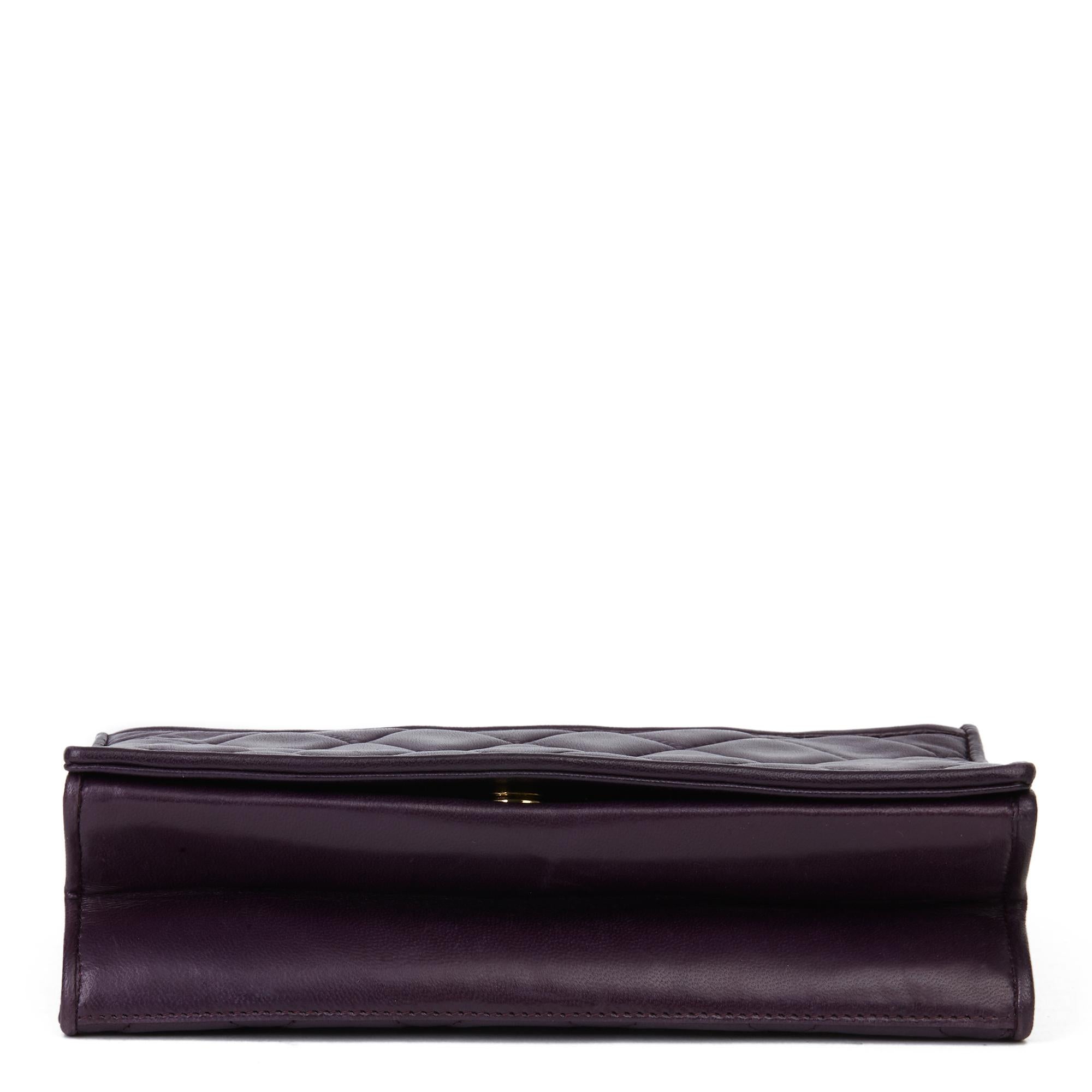 1991 Chanel Purple Lambskin Vintage Timeless Single Flap Bag 5