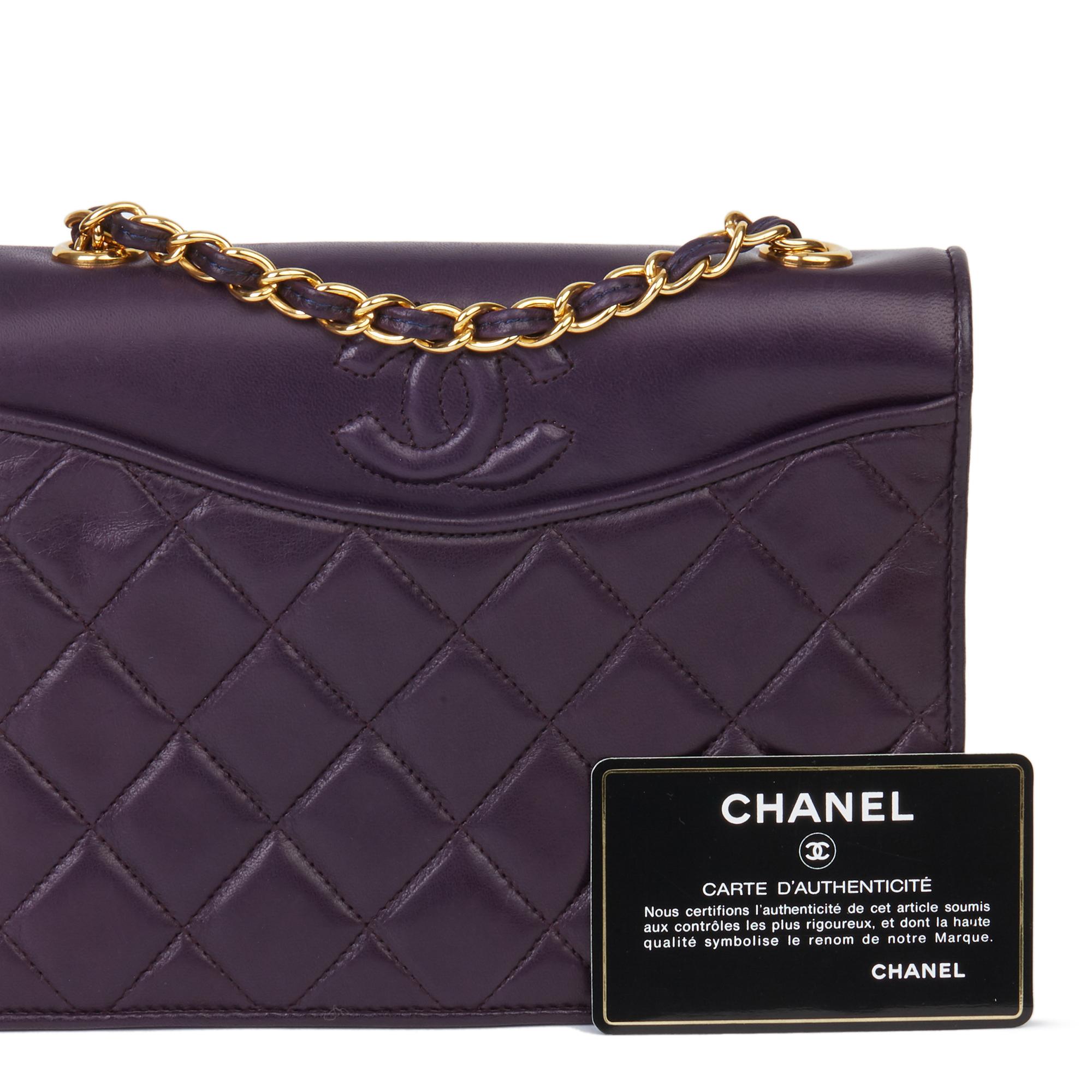 Women's 1991 Chanel Purple Lambskin Vintage Timeless Single Flap Bag