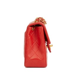 1991 Chanel Red Quilted Lambskin Vintage Mini Flap Bag