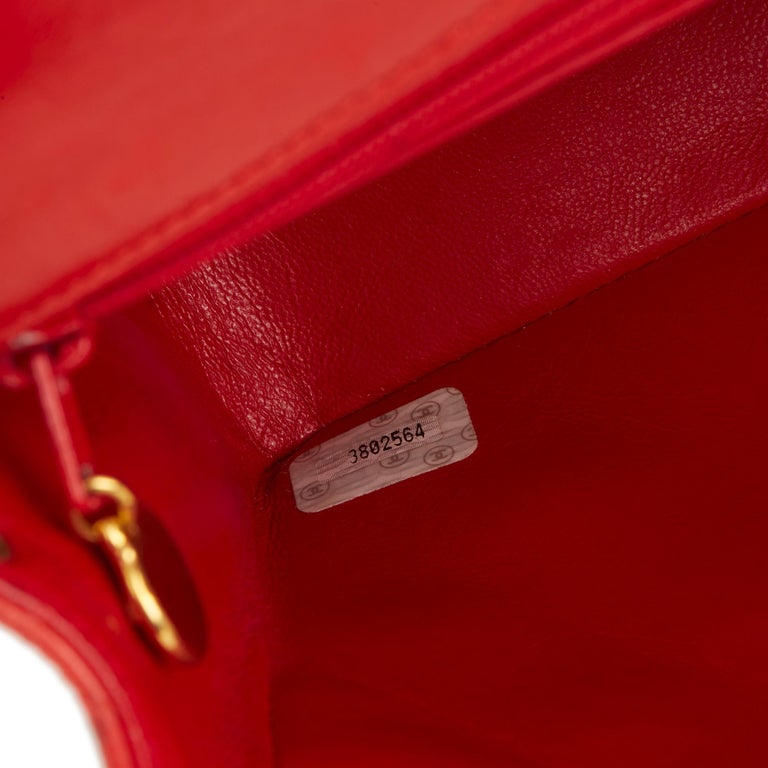 1991 Chanel Red Quilted Lambskin Vintage Mini Flap Bag at 1stDibs