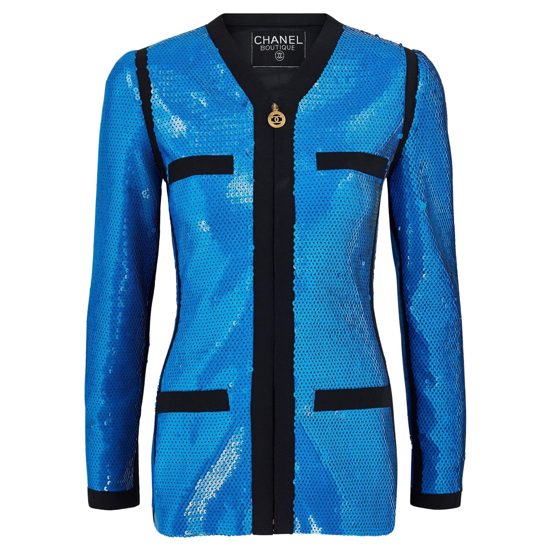 1991 Chanel Runway Documented Electric Blue Scuba Jacket